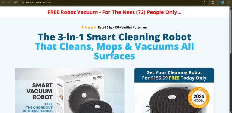 Elitediscountaccess.com Review: Free Cleaning Robot Scam Exposed