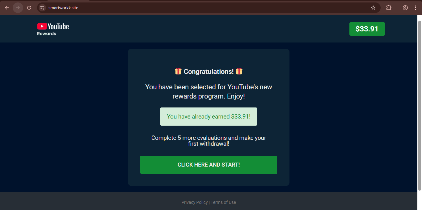 Smartworkk.site Review 2025 &ndash; Fake YouTube Partner Program & Payment Scam
