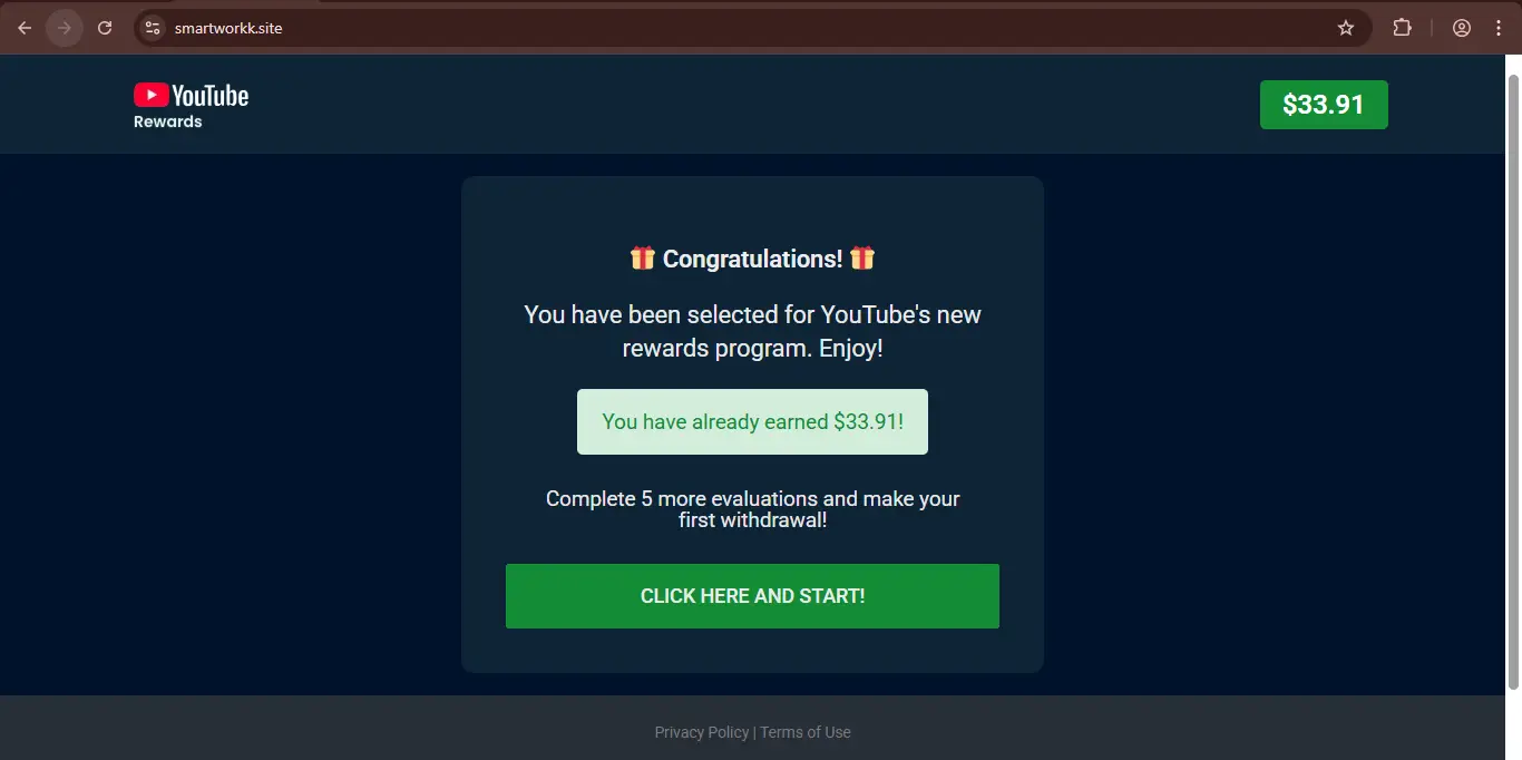 Smartworkk.site Review 2025 &ndash; Fake YouTube Partner Program & Payment Scam