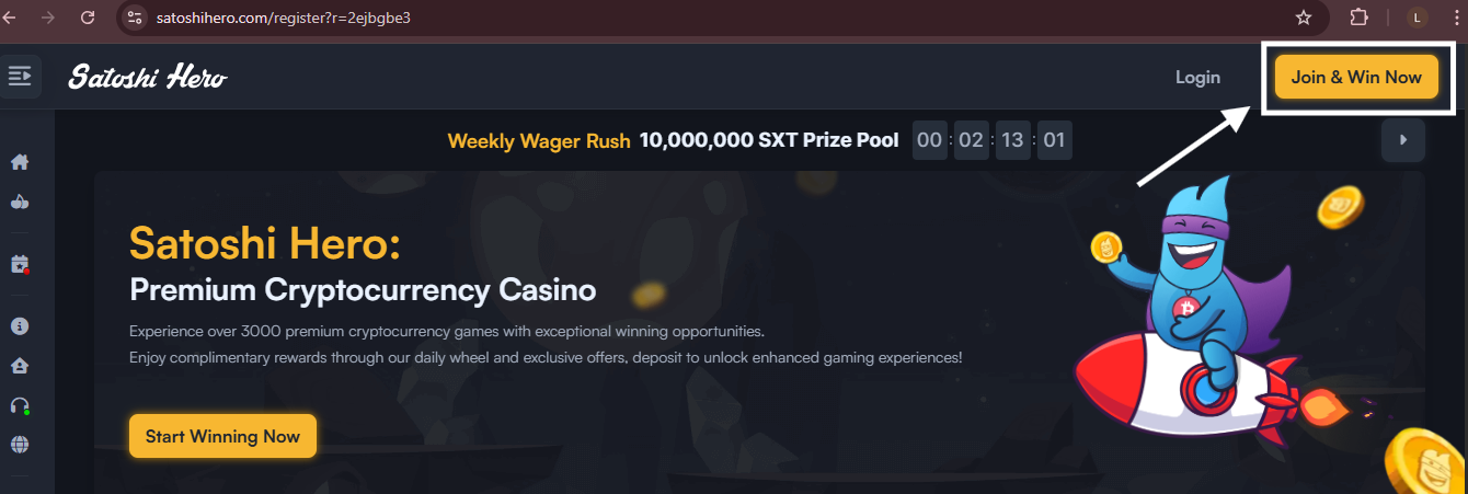 Satoshi Hero Review 2026: Is It the Best Way to Earn Free Bitcoin? 14 Click the yellow Join Win Now button