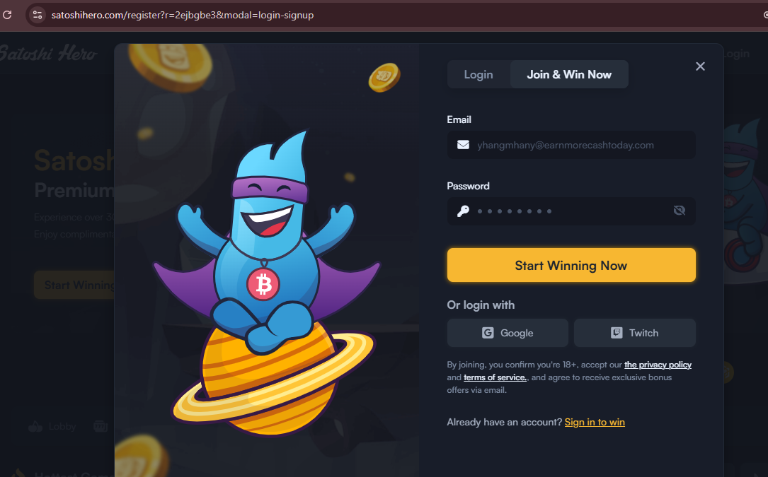 Satoshi Hero Review 2026: Is It the Best Way to Earn Free Bitcoin? 15 Enter a valid email and a strong password