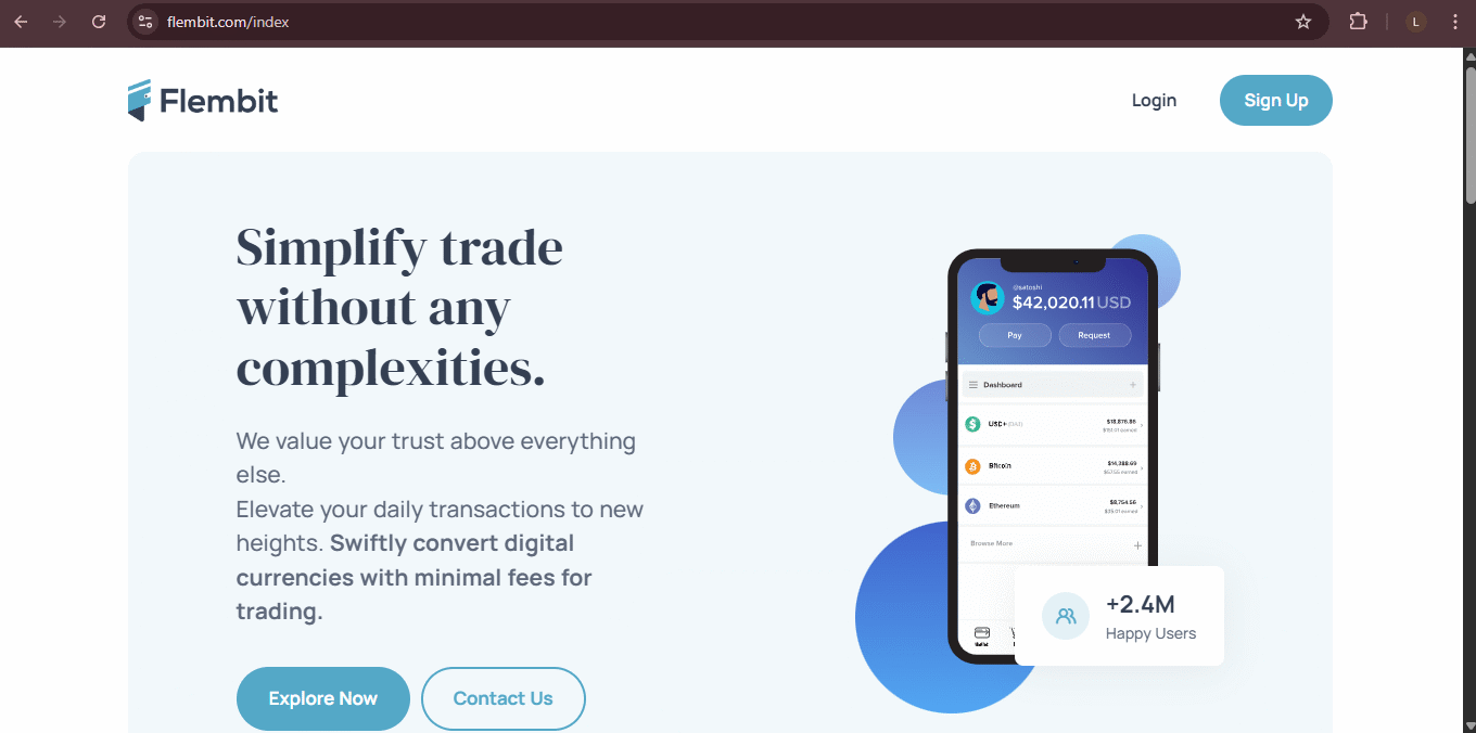 screenshot of flembit.com