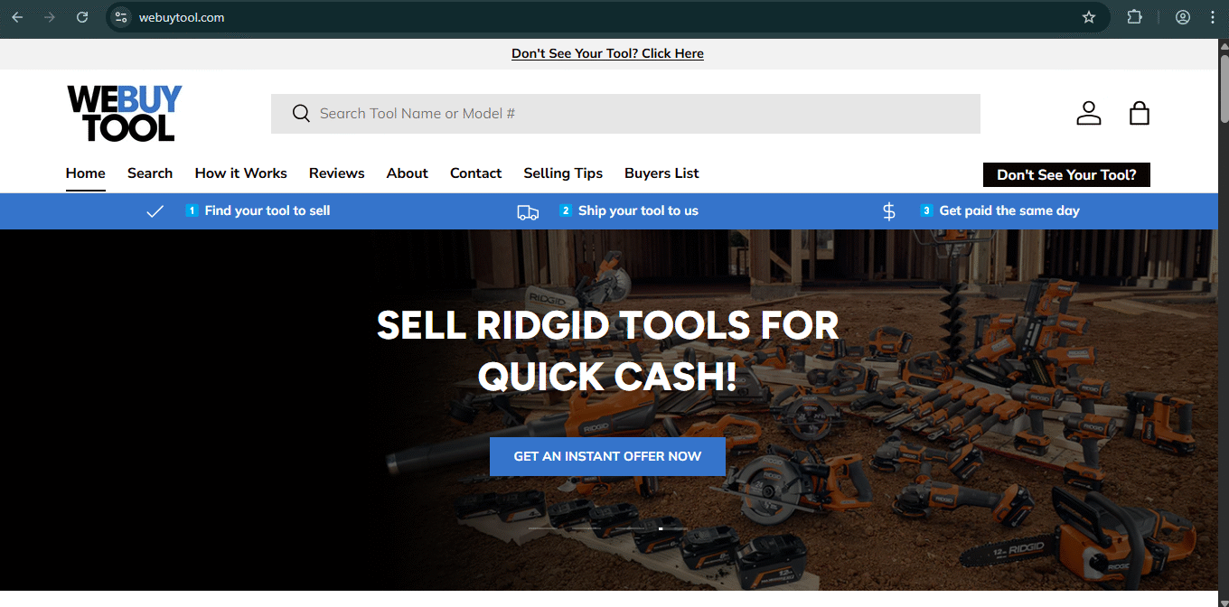 screenshot of WeBuyTool.com website