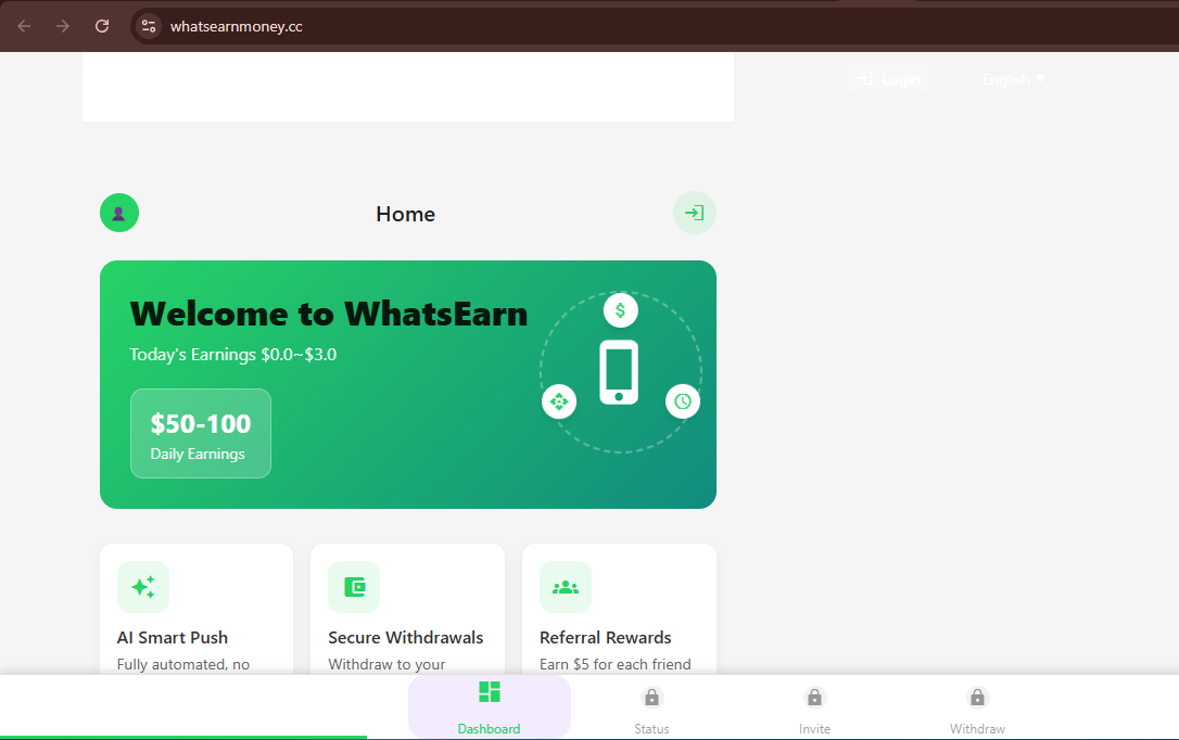 Homepage of Whatsearnmoney.cc