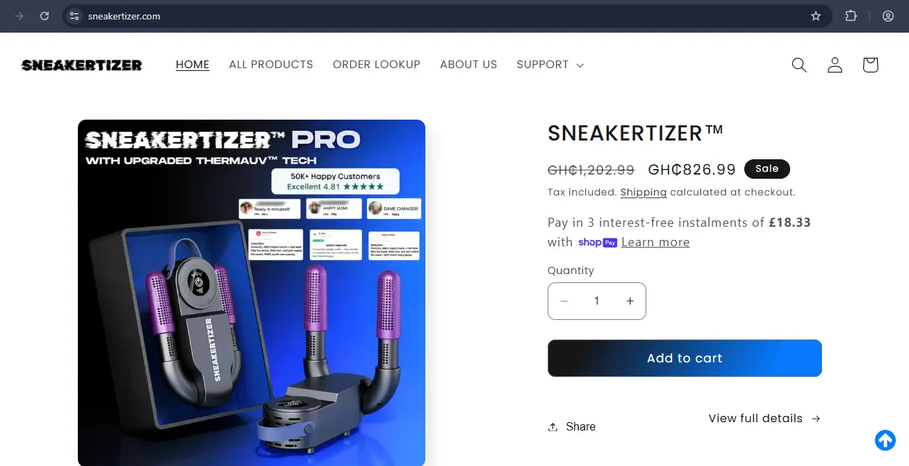 Is Sneakertizer.com Trustworthy? (My Analysis) 21 Site Screenshot
