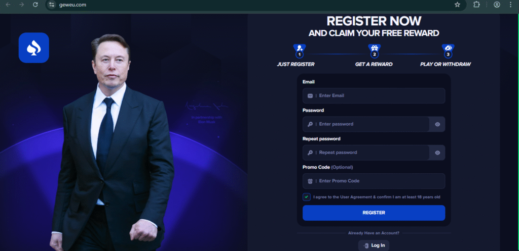 screenshot of the Geweu.com scam