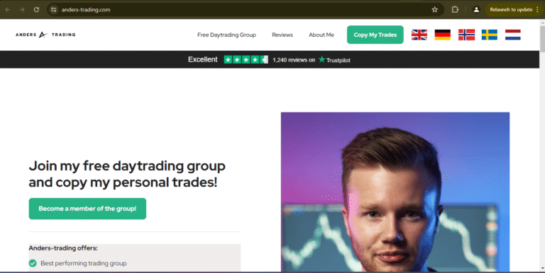 screenshot of the Anders-trading.com website