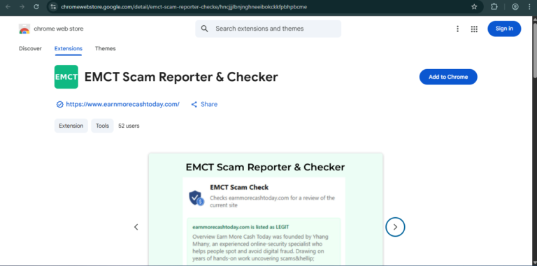 EMCT Scam Reporter & Checker Extension Version 2.0.0