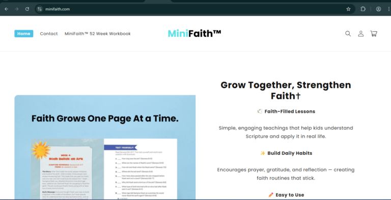 screenshot of the MiniFaith.com scam website