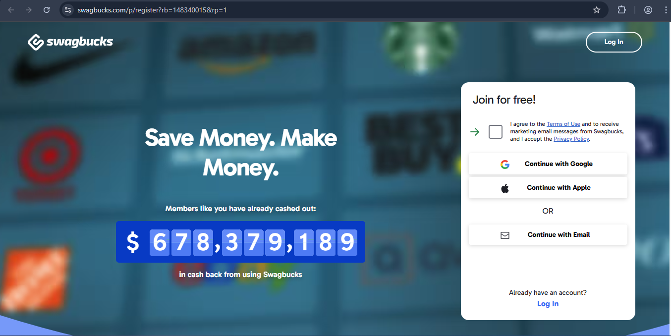How You Can Earn Cash Back Shopping with Swagbucks 12 The Swagbucks Sign Up Page