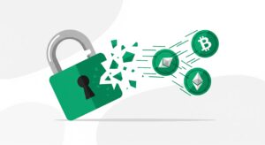 Modern flat vector illustration showing the mechanics of crypto investment scams and digital asset fraud detection.